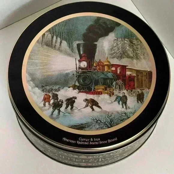 1996 Schwan’s  limited Holiday edition Christmas tin with Currier and Ives print - Picture 1 of 9